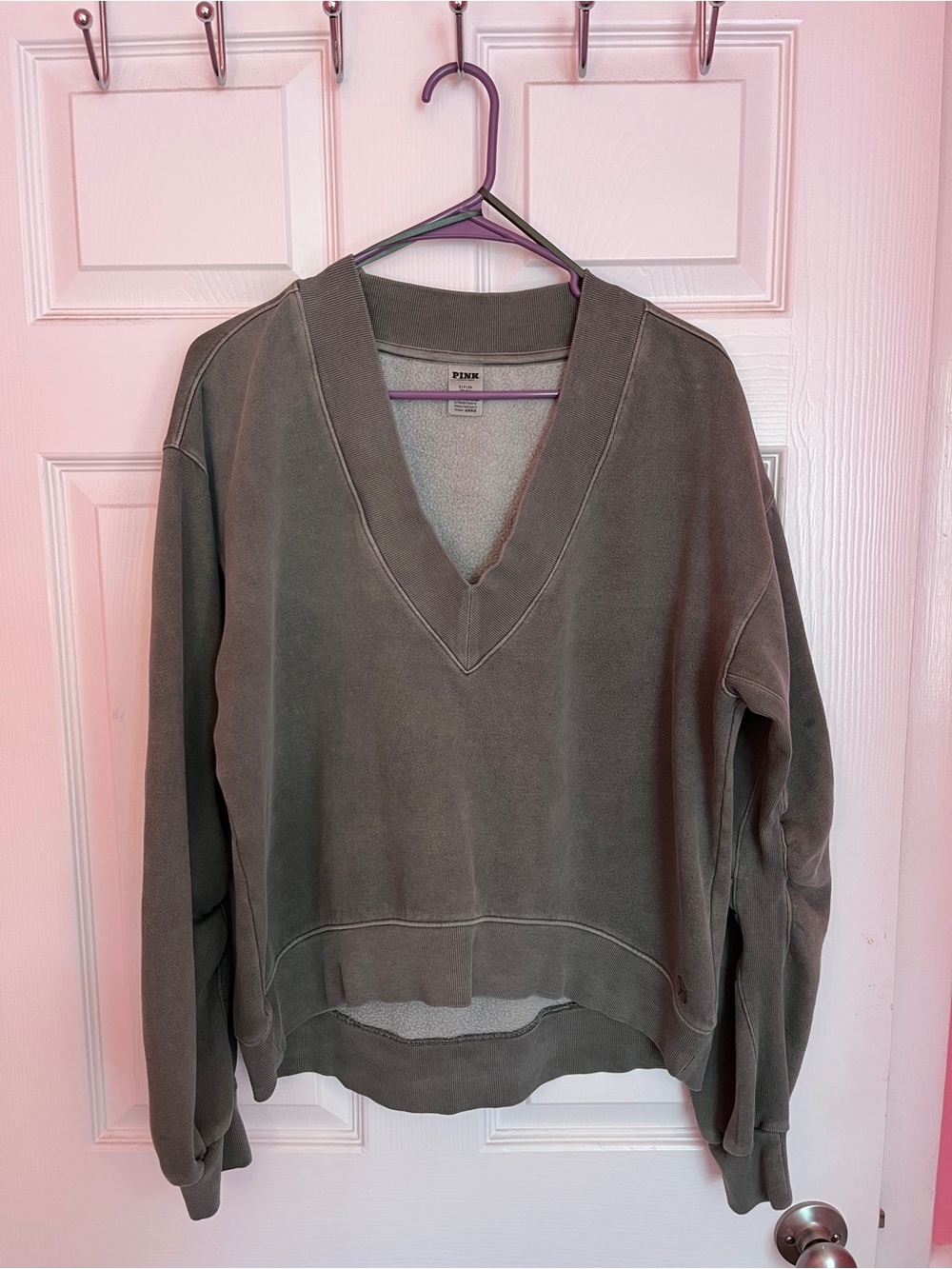 PINK Victoria's Secret Sage/Olive V-Neck sweatshirt size Small